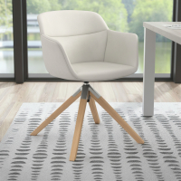 Sedia Scandinava Ores, Gambe in Legno, rotante, Pelle