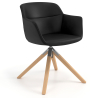 Sedia Scandinava Ores, Gambe in Legno, rotante, Pelle