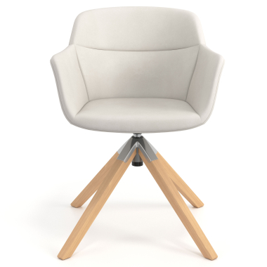 sedia scandinava bianco girevole legno ecopelle braccioli imbottiti 4
