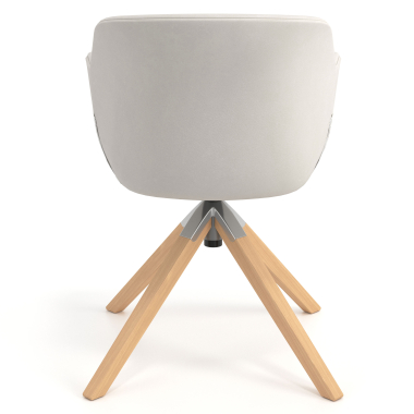sedia scandinava bianco girevole legno ecopelle braccioli imbottiti 6