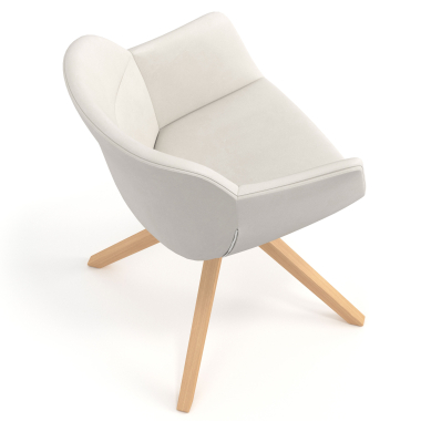 sedia scandinava bianco girevole legno ecopelle braccioli imbottiti 7