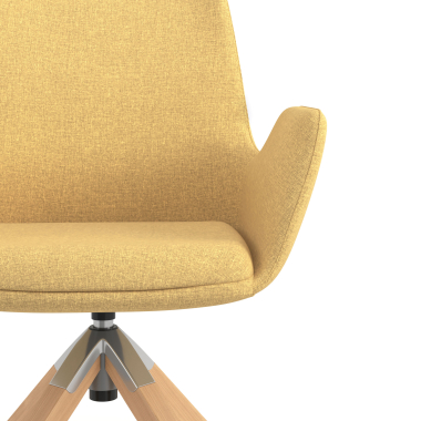 sedia scandinava giallo girevole legno tessuto braccioli imbottiti 5