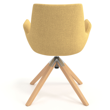 sedia scandinava giallo girevole legno tessuto braccioli imbottiti 6
