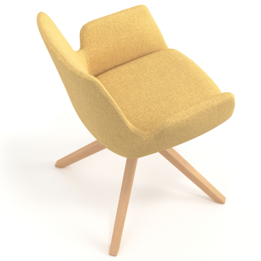 sedia scandinava giallo girevole legno tessuto braccioli imbottiti 7