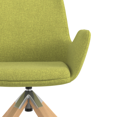 sedia scandinava verde girevole legno tessuto braccioli imbottiti 5