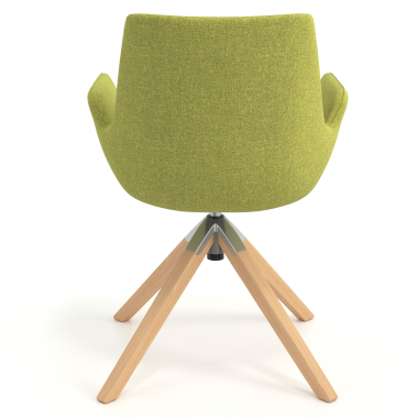 sedia scandinava verde girevole legno tessuto braccioli imbottiti 6