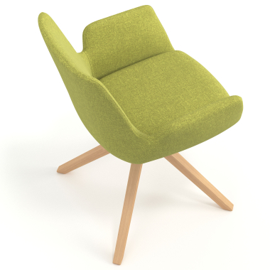 sedia scandinava verde girevole legno tessuto braccioli imbottiti 7
