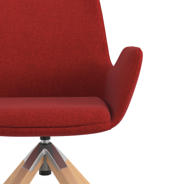 sedia scandinava rosso girevole legno tessuto braccioli imbottiti 5