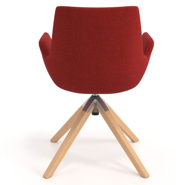 sedia scandinava rosso girevole legno tessuto braccioli imbottiti 6