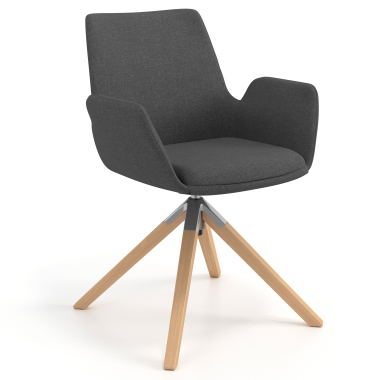 sedia scandinava antracite girevole legno tessuto braccioli imbottiti 1