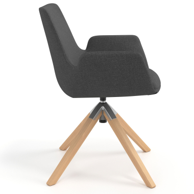 sedia scandinava antracite girevole legno tessuto braccioli imbottiti 3