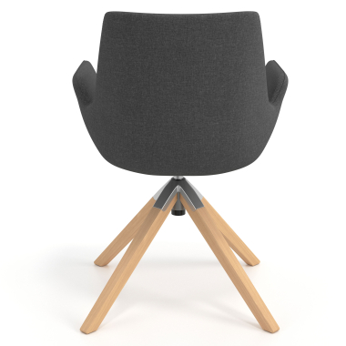 sedia scandinava antracite girevole legno tessuto braccioli imbottiti 6