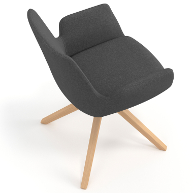 sedia scandinava antracite girevole legno tessuto braccioli imbottiti 7