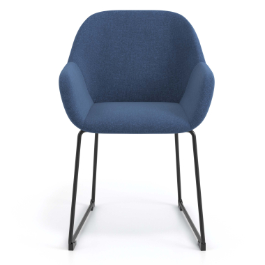 sedia ospite ufficio blu struttura base a slitta tessuto braccioli imbottiti 4