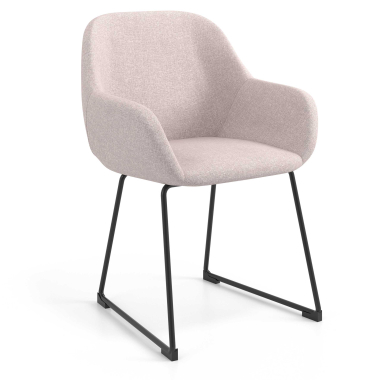 sedia ospite ufficio beige struttura base a slitta tessuto braccioli imbottiti 1