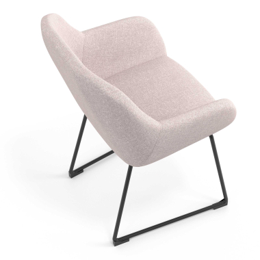 sedia ospite ufficio beige struttura base a slitta tessuto braccioli imbottiti 7