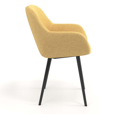 sedia ospite ufficio giallo 4 gambe tessuto braccioli imbottiti 3