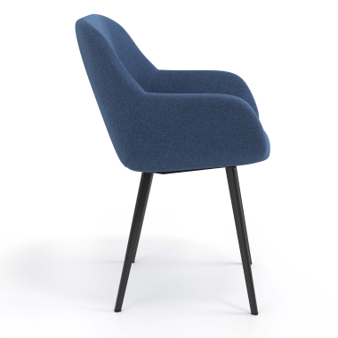 sedia ospite ufficio nero blu 4 gambe tessuto braccioli imbottiti 3