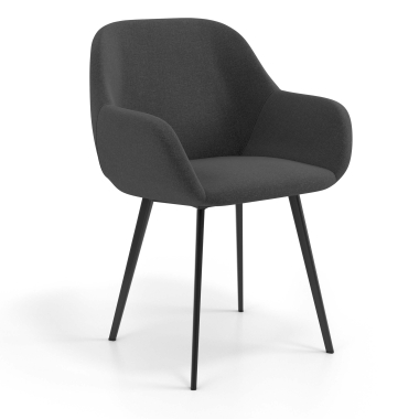 sedia ospite ufficio nero antracite 4 gambe tessuto braccioli imbottiti 1