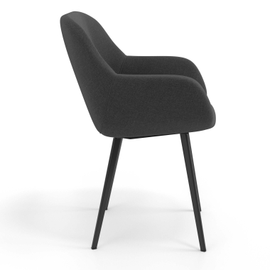 sedia ospite ufficio nero antracite 4 gambe tessuto braccioli imbottiti 3