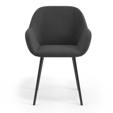 sedia ospite ufficio nero antracite 4 gambe tessuto braccioli imbottiti 4