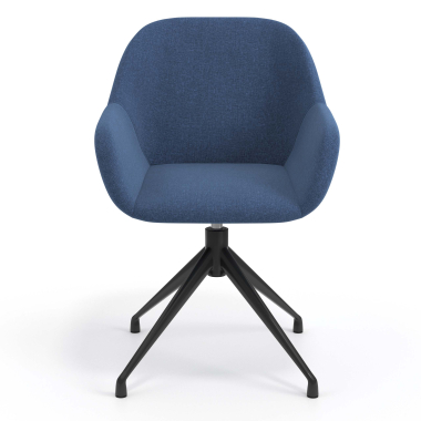 sedia sala riunione nero blu girevole tessuto braccioli imbottiti 4