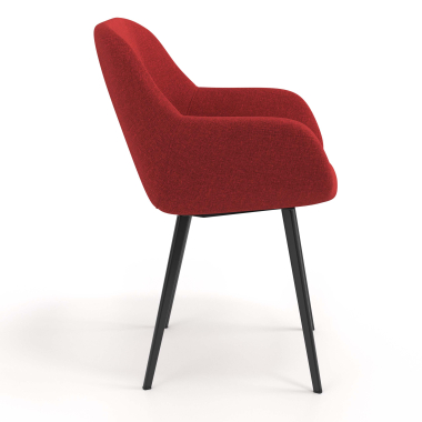 sedia ospite ufficio nero rosso 4 gambe tessuto braccioli imbottiti 3