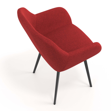 sedia ospite ufficio nero rosso 4 gambe tessuto braccioli imbottiti 7