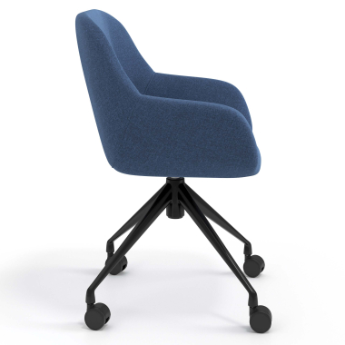 sedia sala riunione nero blu girevole con ruote tessuto braccioli imbottiti 3