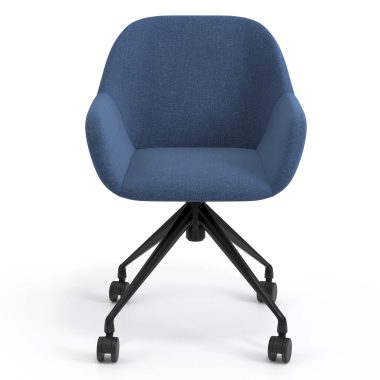 sedia sala riunione nero blu girevole con ruote tessuto braccioli imbottiti 4
