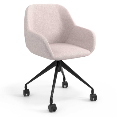 sedia sala riunione nero beige girevole con ruote tessuto braccioli imbottiti 1