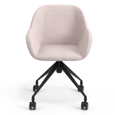 sedia sala riunione nero beige girevole con ruote tessuto braccioli imbottiti 4