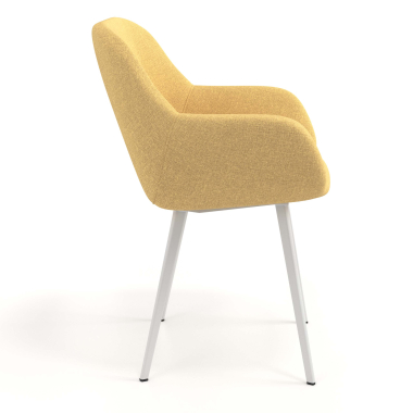 sedia ospite ufficio bianco giallo 4 gambe tessuto braccioli imbottiti 3
