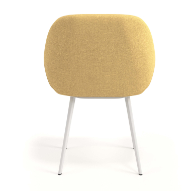 sedia ospite ufficio bianco giallo 4 gambe tessuto braccioli imbottiti 6