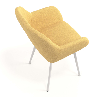 sedia ospite ufficio bianco giallo 4 gambe tessuto braccioli imbottiti 7