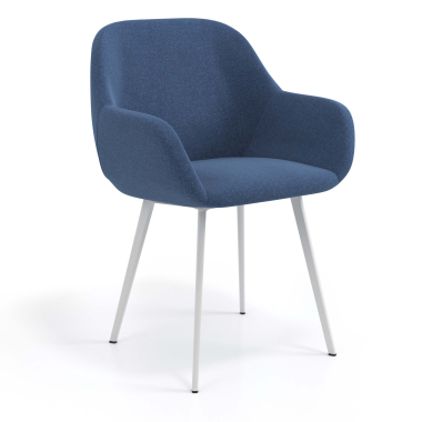 sedia ospite ufficio bianco blu 4 gambe tessuto braccioli imbottiti 1