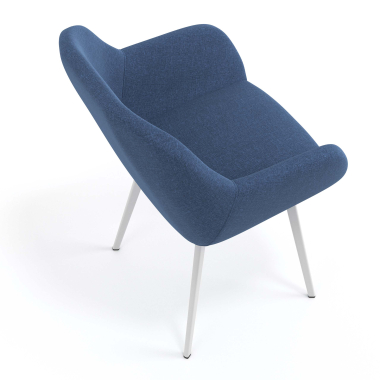 sedia ospite ufficio bianco blu 4 gambe tessuto braccioli imbottiti 7