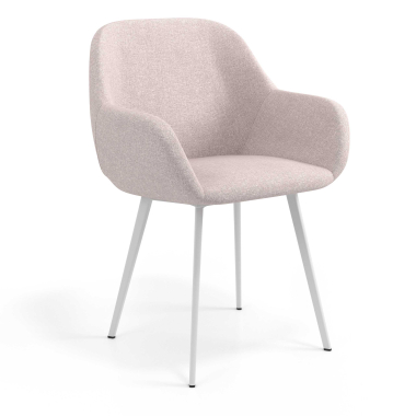 sedia ospite ufficio bianco beige 4 gambe tessuto braccioli imbottiti 1