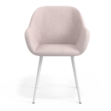 sedia ospite ufficio bianco beige 4 gambe tessuto braccioli imbottiti 4