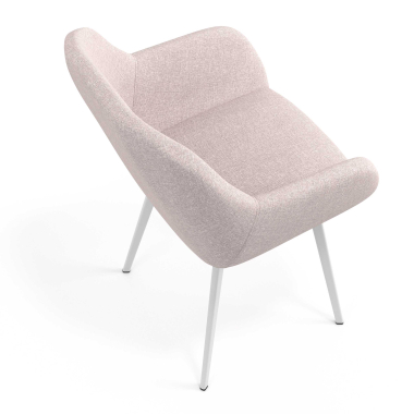 sedia ospite ufficio bianco beige 4 gambe tessuto braccioli imbottiti 7