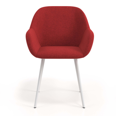 sedia ospite ufficio bianco rosso 4 gambe tessuto braccioli imbottiti 4