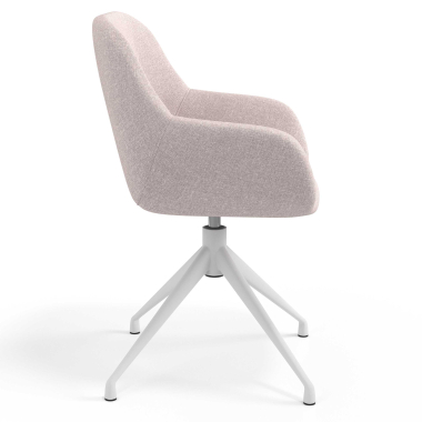 sedia sala riunione bianco beige girevole tessuto braccioli imbottiti 3