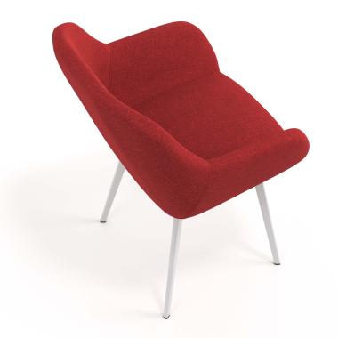sedia ospite ufficio bianco rosso 4 gambe tessuto braccioli imbottiti 7