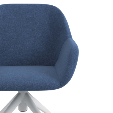 sedia sala riunione bianco blu girevole con ruote tessuto braccioli imbottiti 5