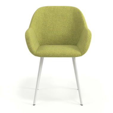 sedia ospite ufficio bianco verde 4 gambe tessuto braccioli imbottiti 4