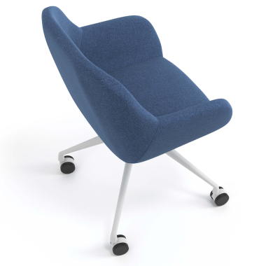 sedia sala riunione bianco blu girevole con ruote tessuto braccioli imbottiti 7