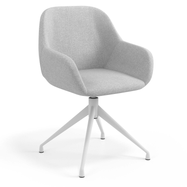 sedia sala riunione bianco grigio chiaro girevole tessuto braccioli imbottiti 1