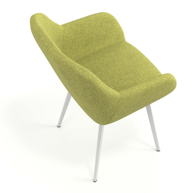 sedia ospite ufficio bianco verde 4 gambe tessuto braccioli imbottiti 7