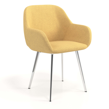 sedia ospite ufficio cromato giallo 4 gambe tessuto braccioli imbottiti 1