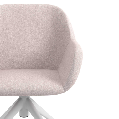 sedia sala riunione bianco beige girevole con ruote tessuto braccioli imbottiti 5